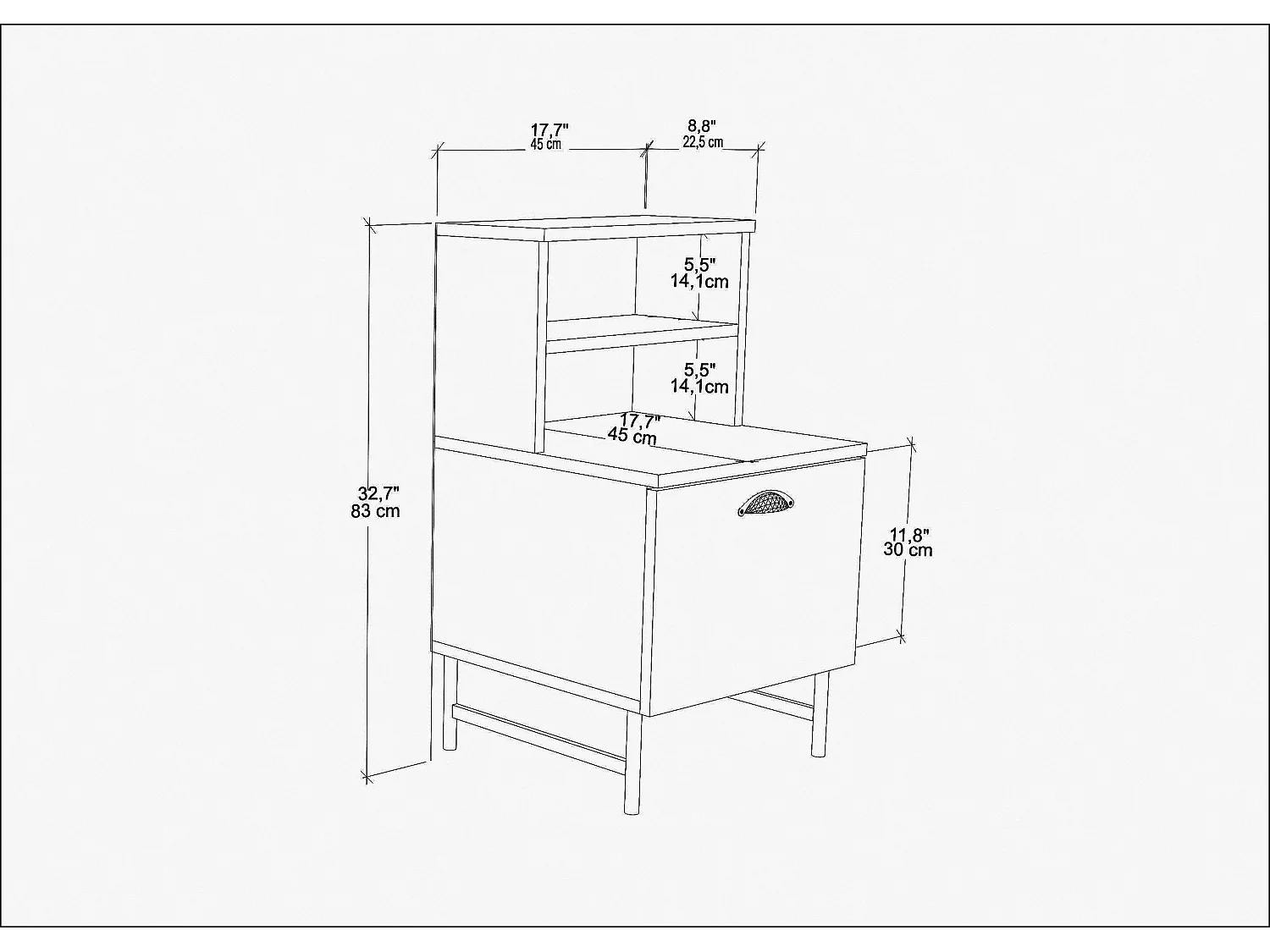 Table de nuit, chifonnier avec armoire, table de chevet - Set de 2