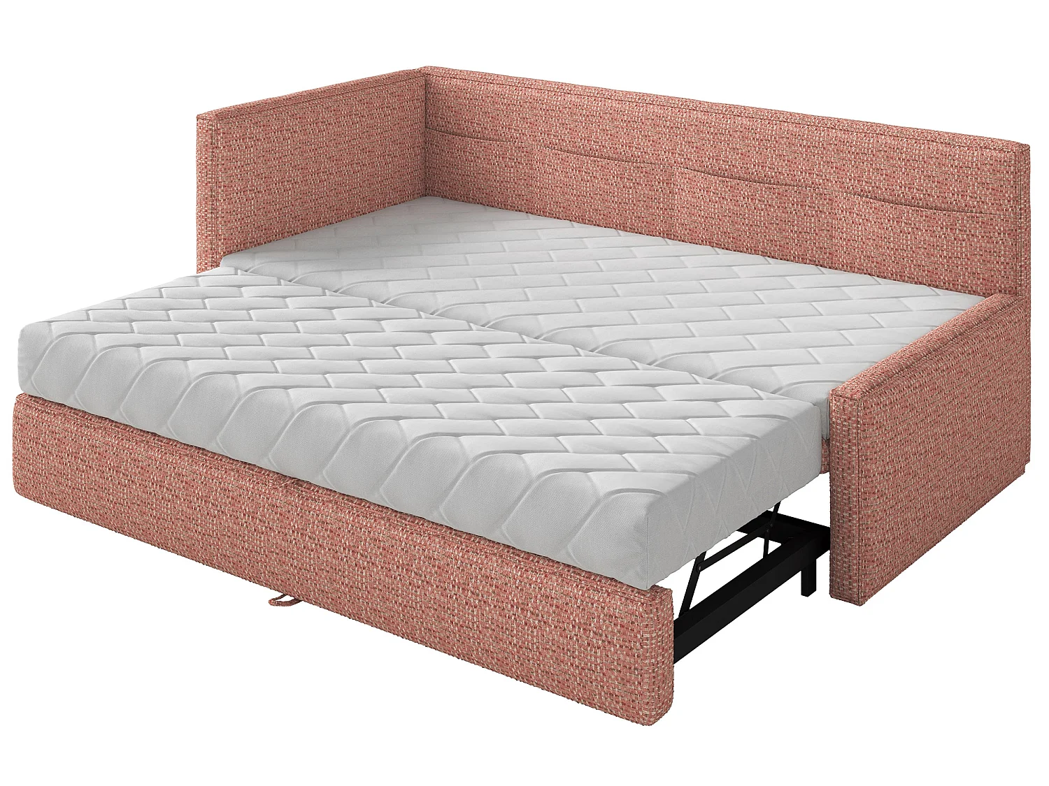 Lit rembourré - 90x200 cm - tissu tressé rose - Nesmi