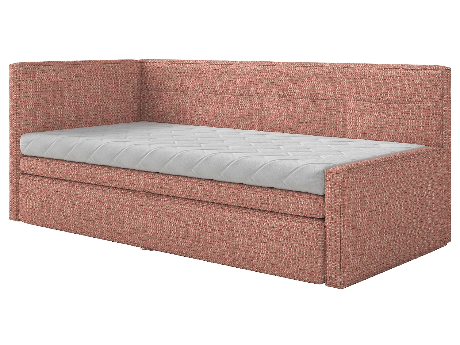Lit rembourré - 90x200 cm - tissu tressé rose - Nesmi