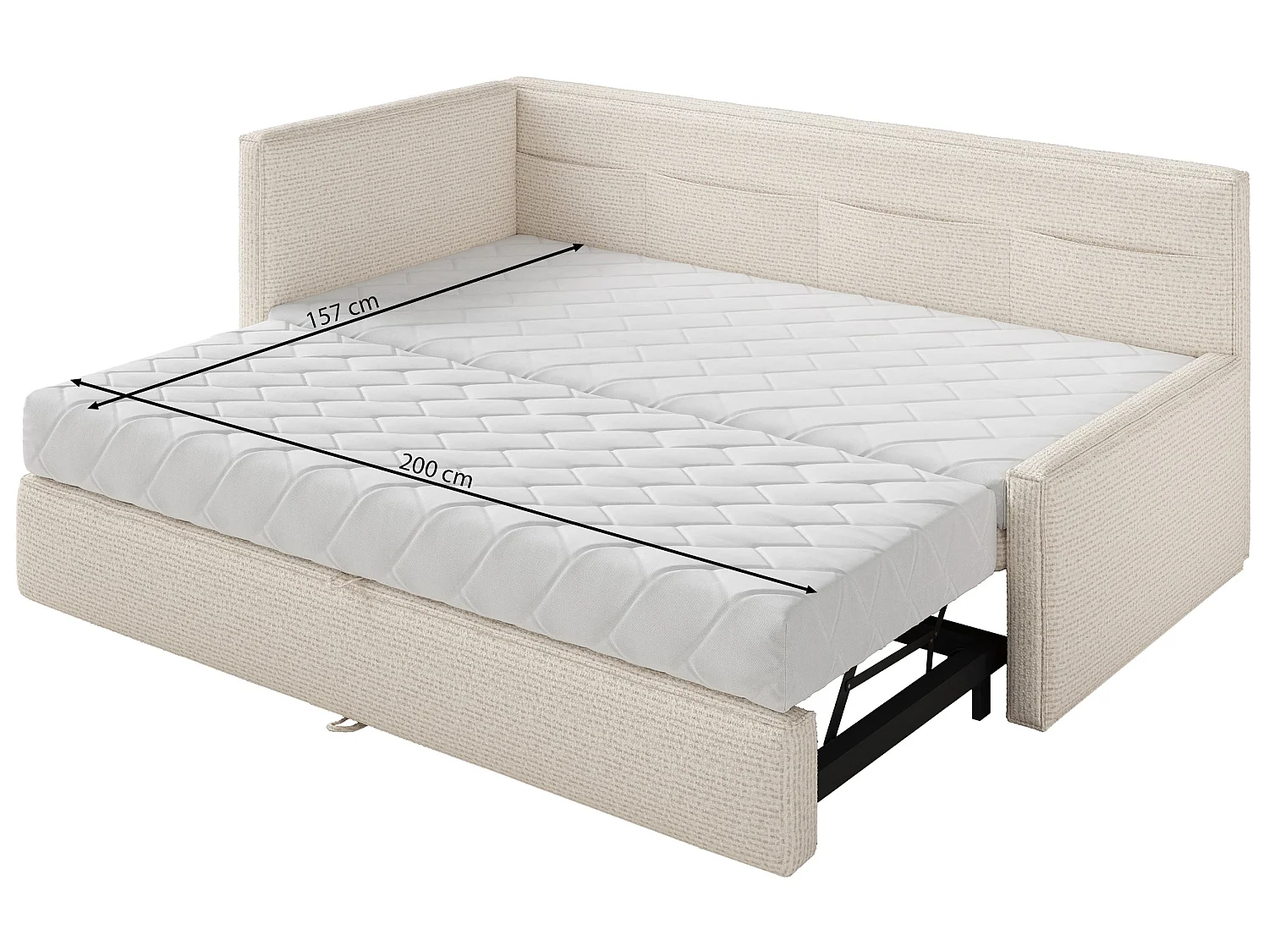 Lit rembourré - 90x200 cm - tissu tressé rose - Nesmi