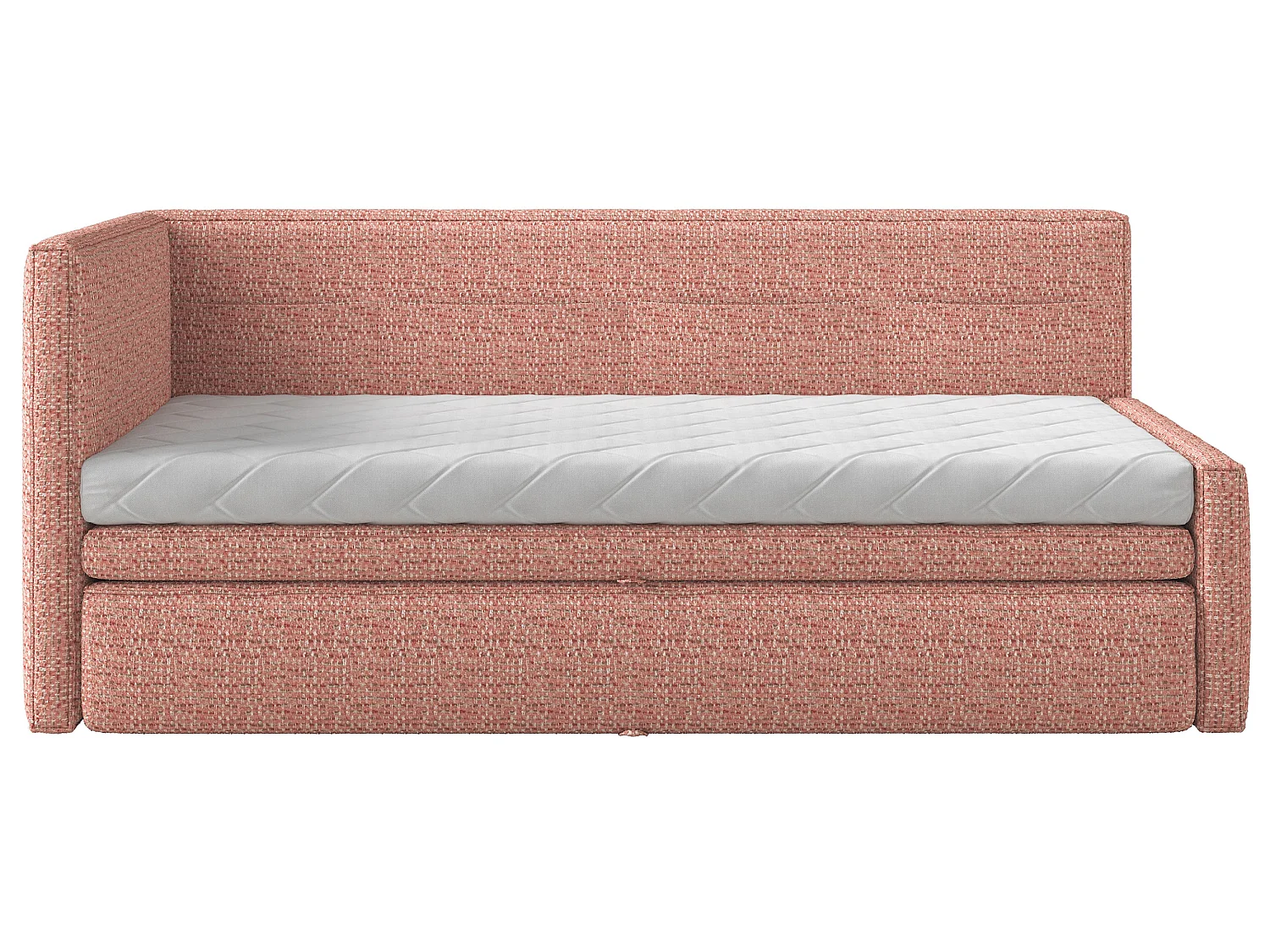 Lit rembourré - 90x200 cm - tissu tressé rose - Nesmi