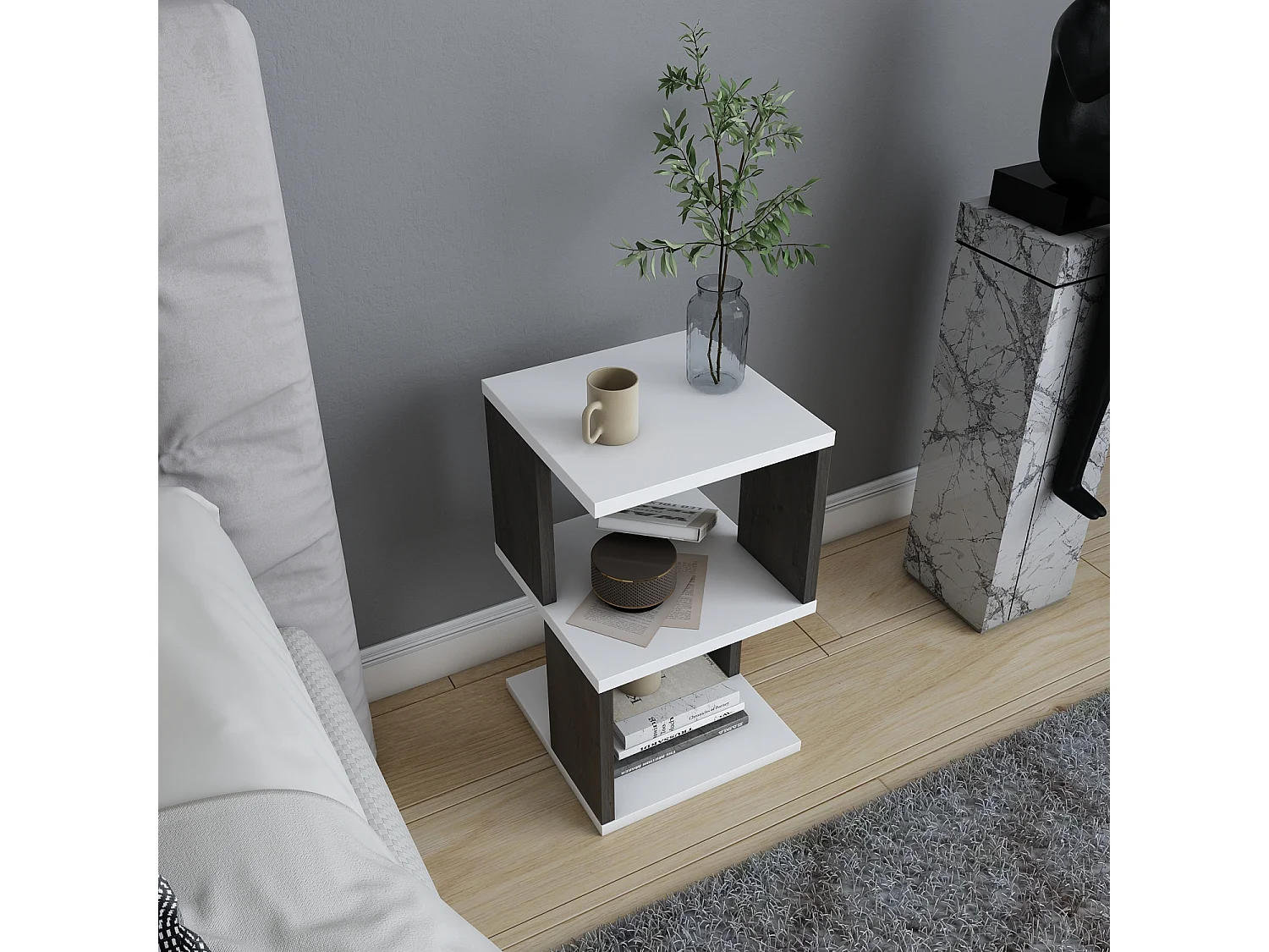Table de chevet - etagères ouvertes - table d'appoint - Set de 2