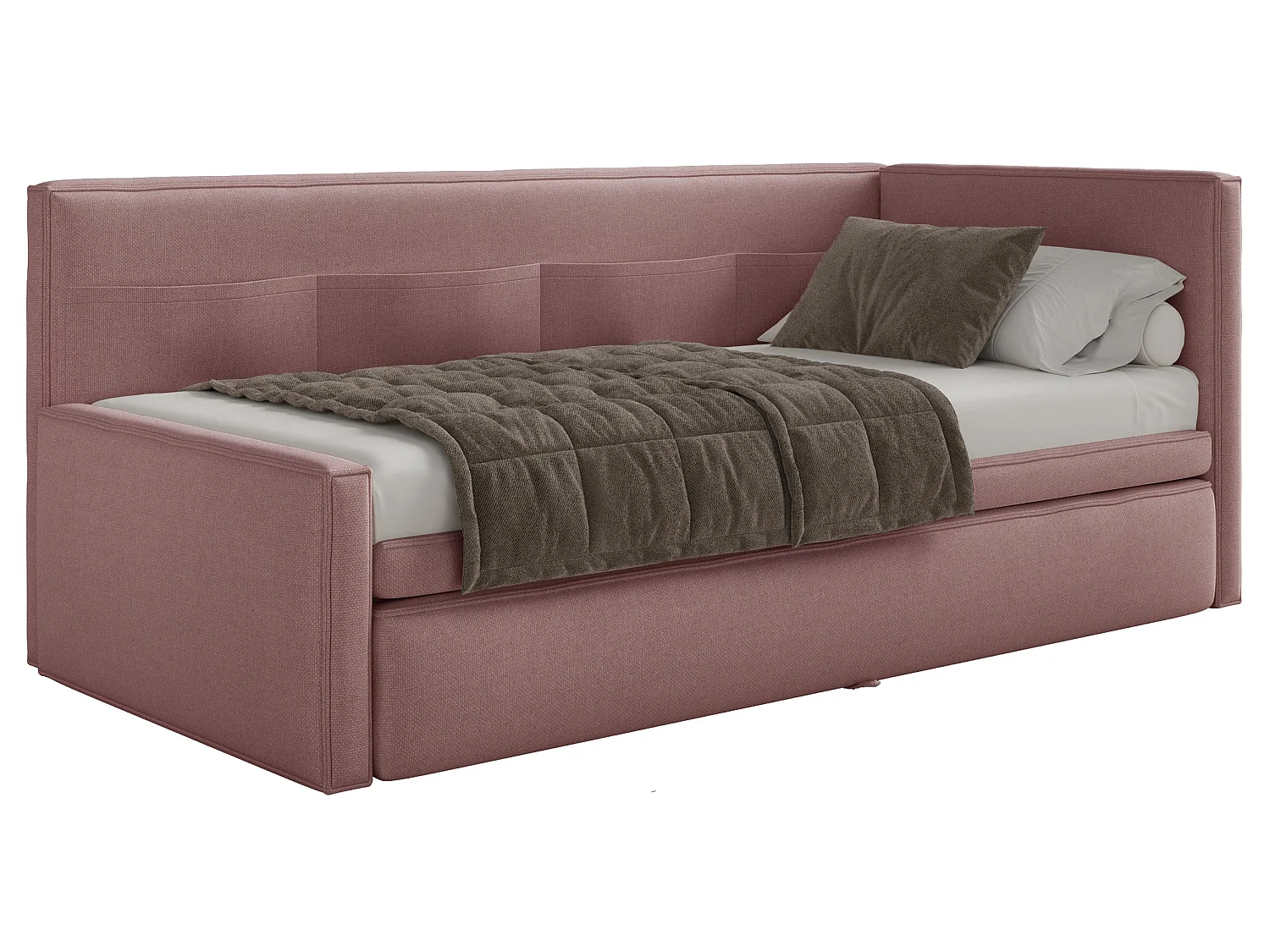 Lit rembourré - 90x200 cm - Vieux rose - Nesmi