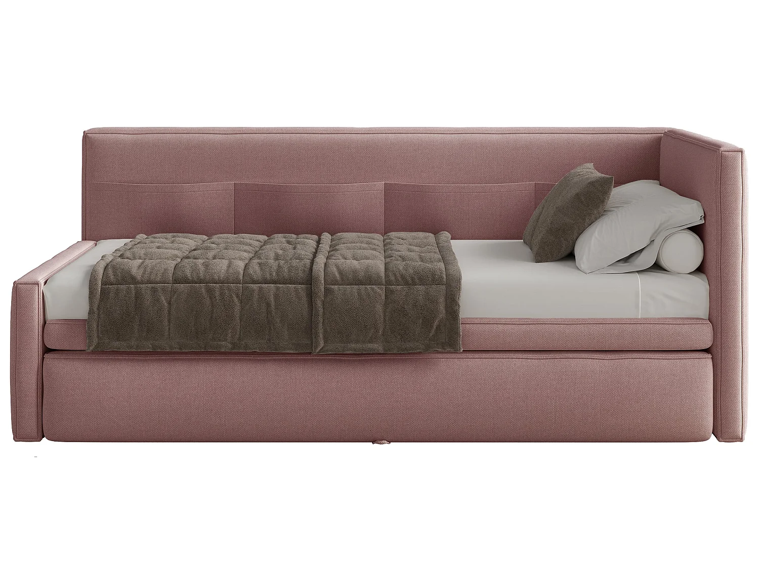 Lit rembourré - 90x200 cm - Vieux rose - Nesmi