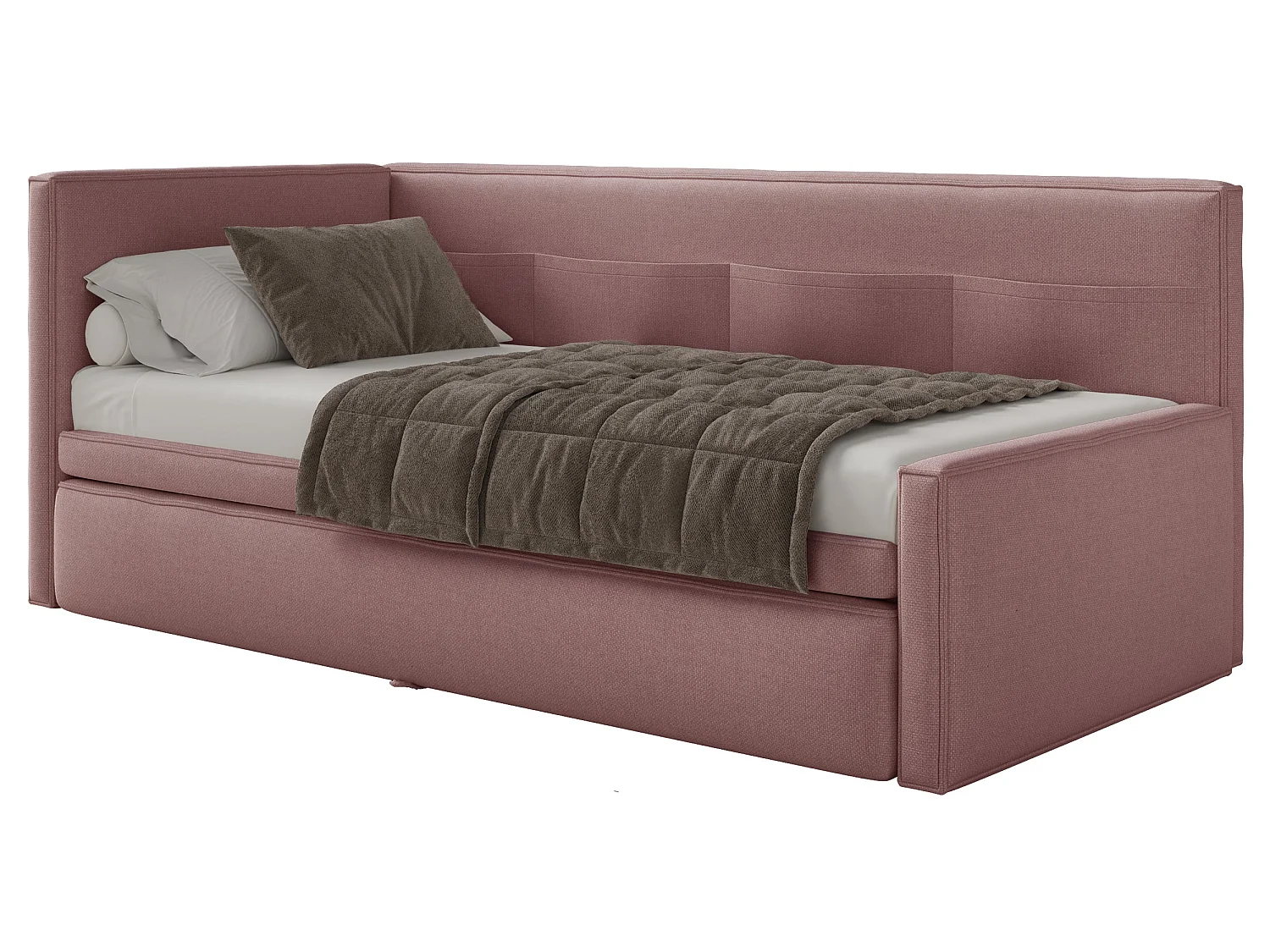 Lit rembourré - 90x200 cm - Vieux rose - Nesmi