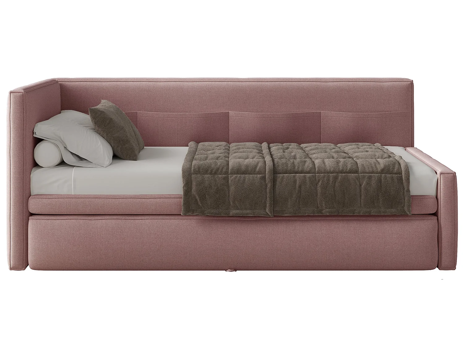 Lit rembourré - 90x200 cm - Vieux rose - Nesmi