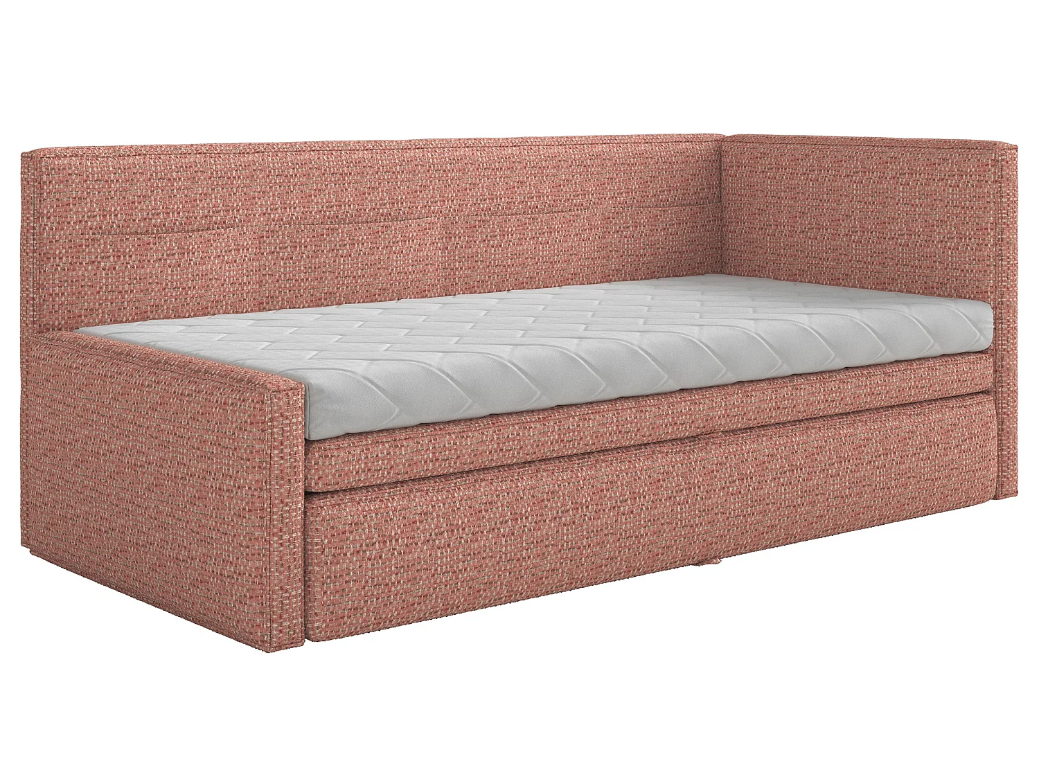 Lit rembourré - 90x200 cm - tissu tressé rose - Nesmi