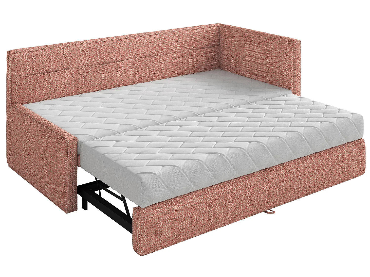 Lit rembourré - 90x200 cm - tissu tressé rose - Nesmi