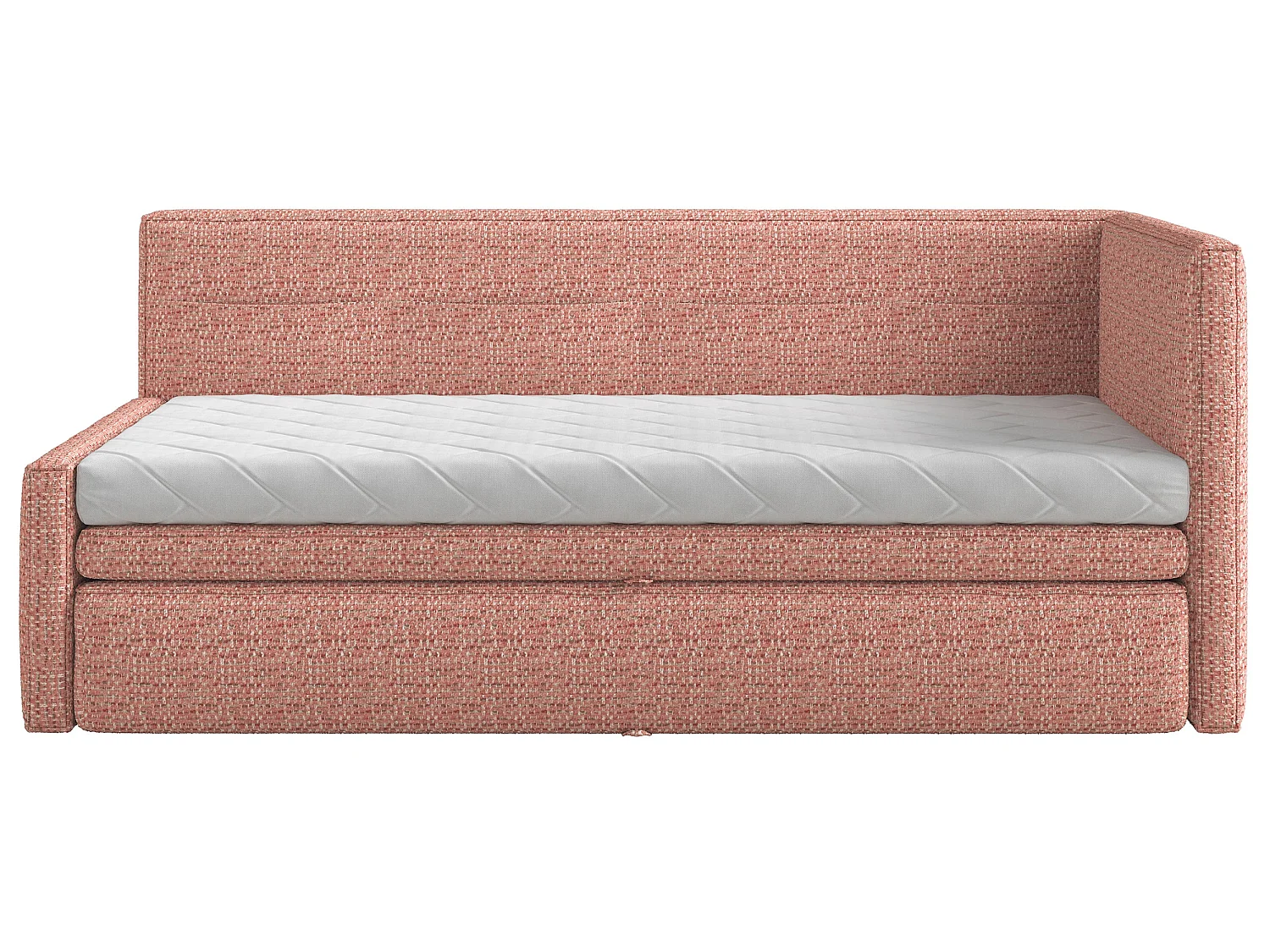 Lit rembourré - 90x200 cm - tissu tressé rose - Nesmi