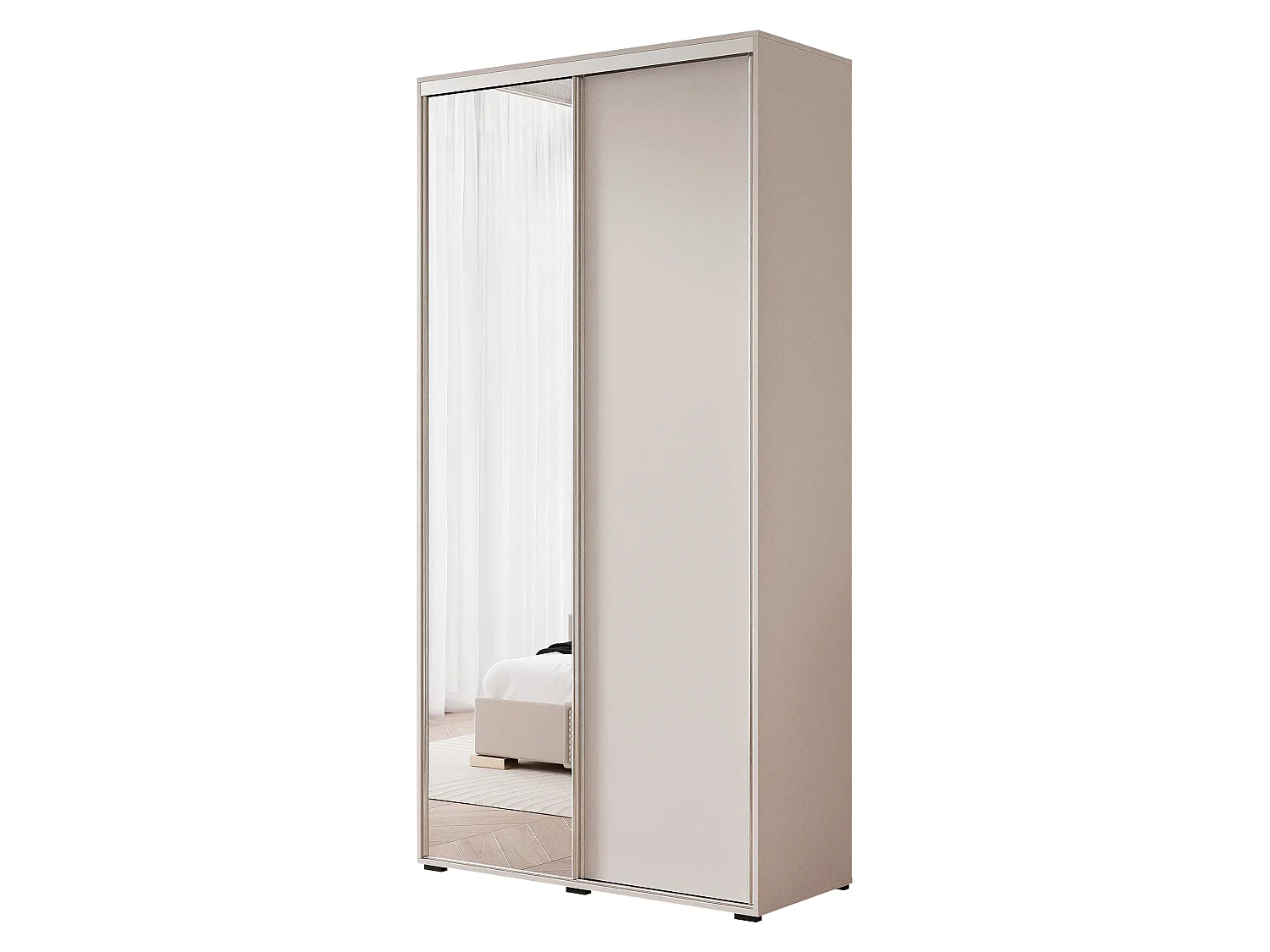 Armoire RAVEN 120 cm Cachemire avec Miroir et détails argentés