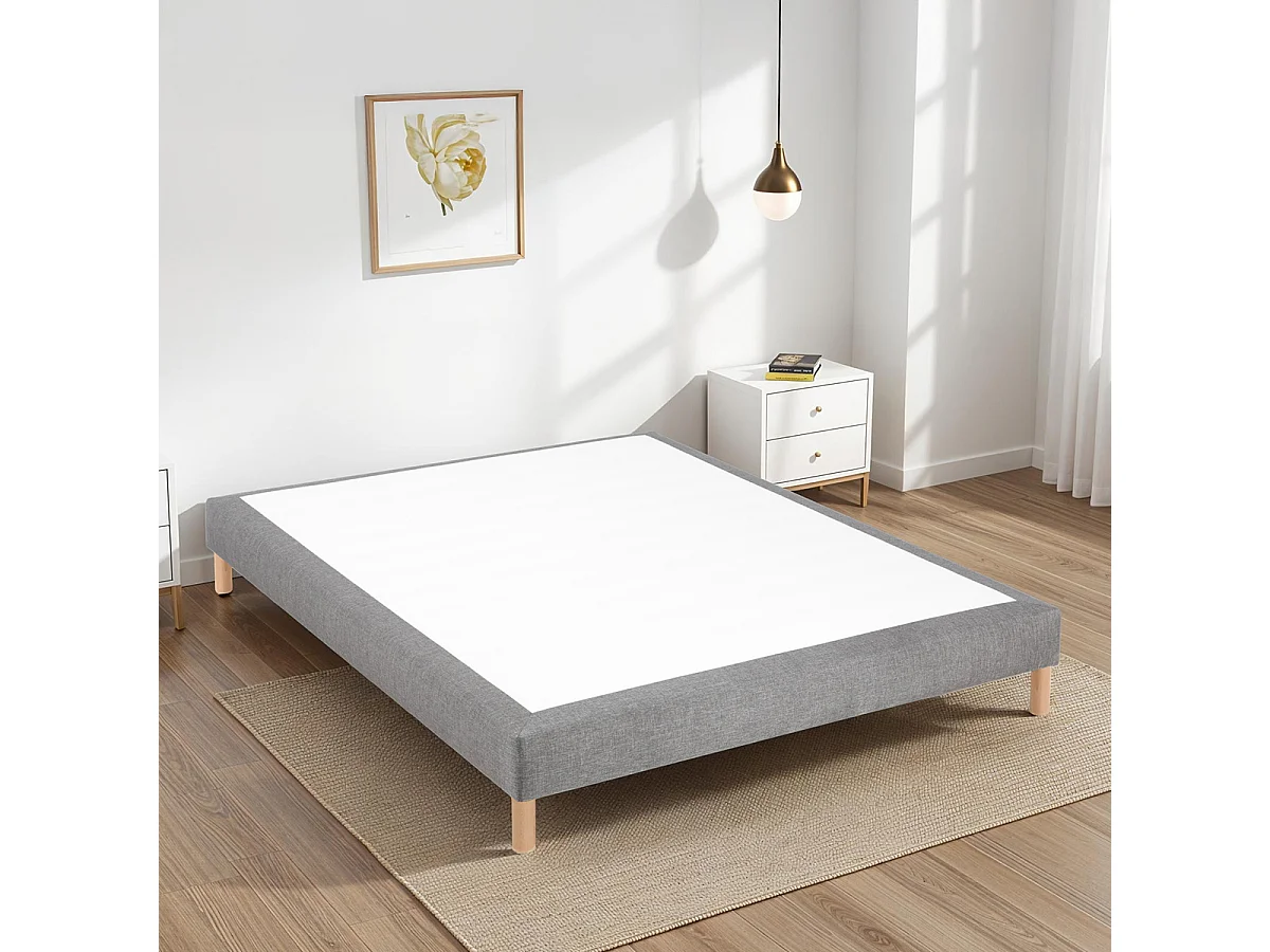 Sommier tapissier Tissu SISAL - gris foncé - 140x190