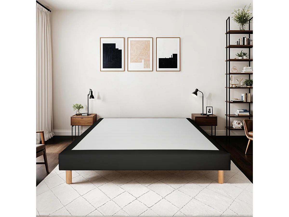 Sommier tapissier Simili FARO - Gris - 160x200