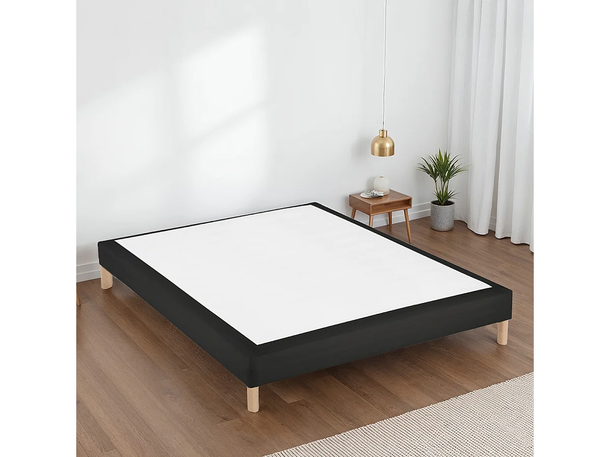 Sommier tapissier Simili FARO - Gris - 160x200