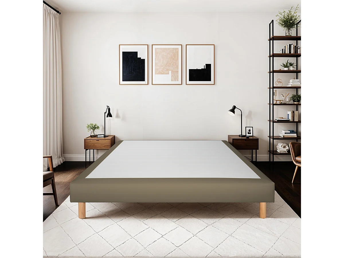 Sommier tapissier Simili FARO - Beige - 90x200
