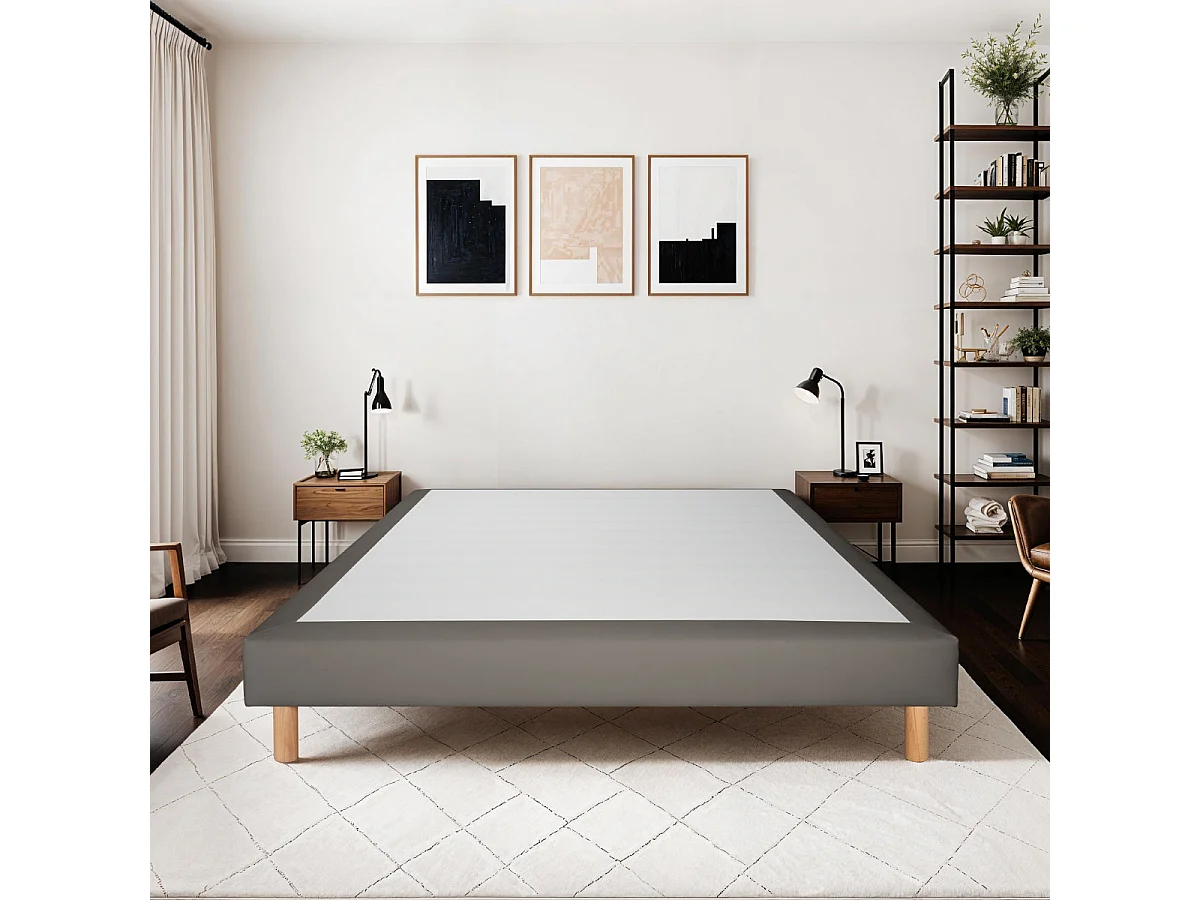 Sommier tapissier Simili FARO - Beige - 90x200