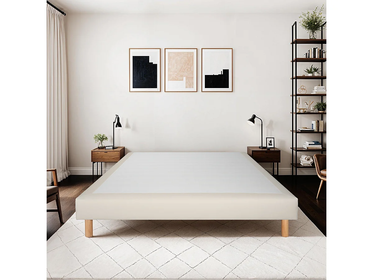 Sommier tapissier Simili FARO - Beige - 90x200