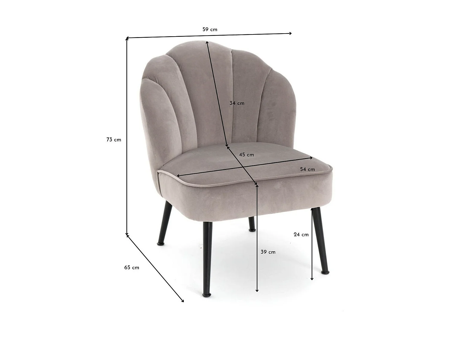 Fauteuil Flore gris en velours