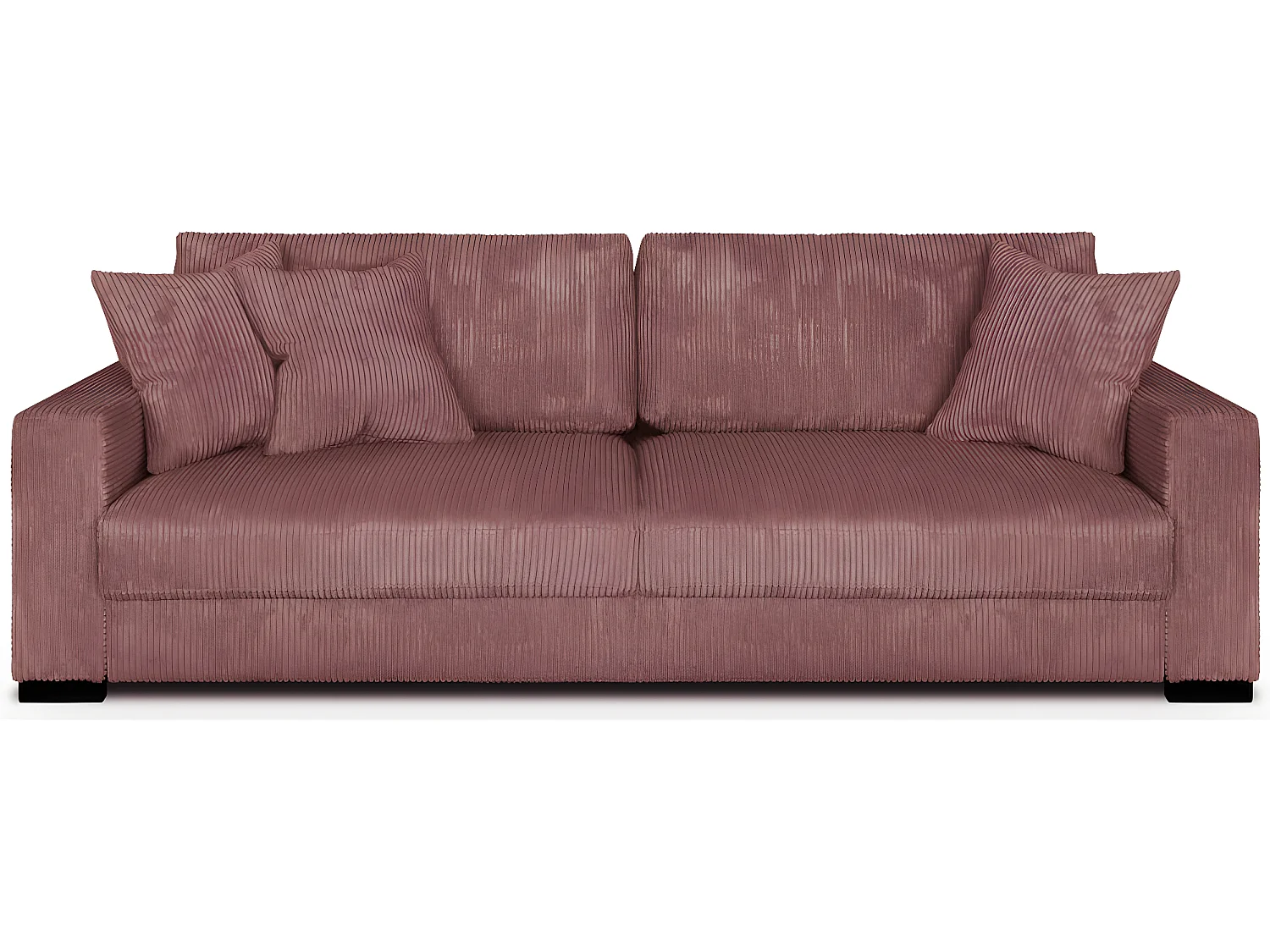Canapé convertible 3 places en velours côtelé vieux rose avec coffre de rangement - Robin