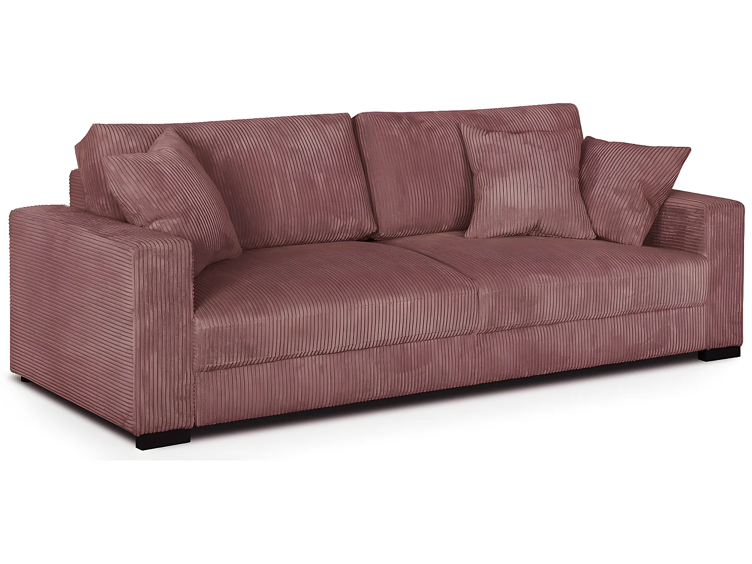 Canapé convertible 3 places en velours côtelé vieux rose avec coffre de rangement - Robin