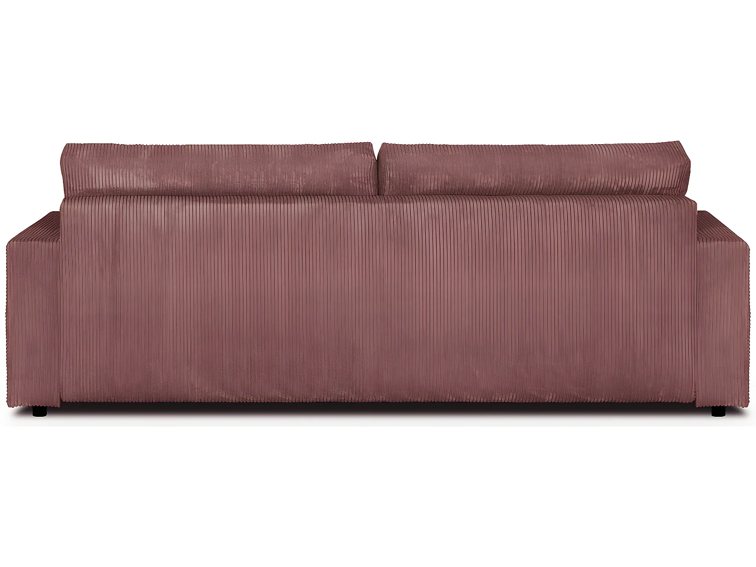 Canapé convertible 3 places en velours côtelé vieux rose avec coffre de rangement - Robin