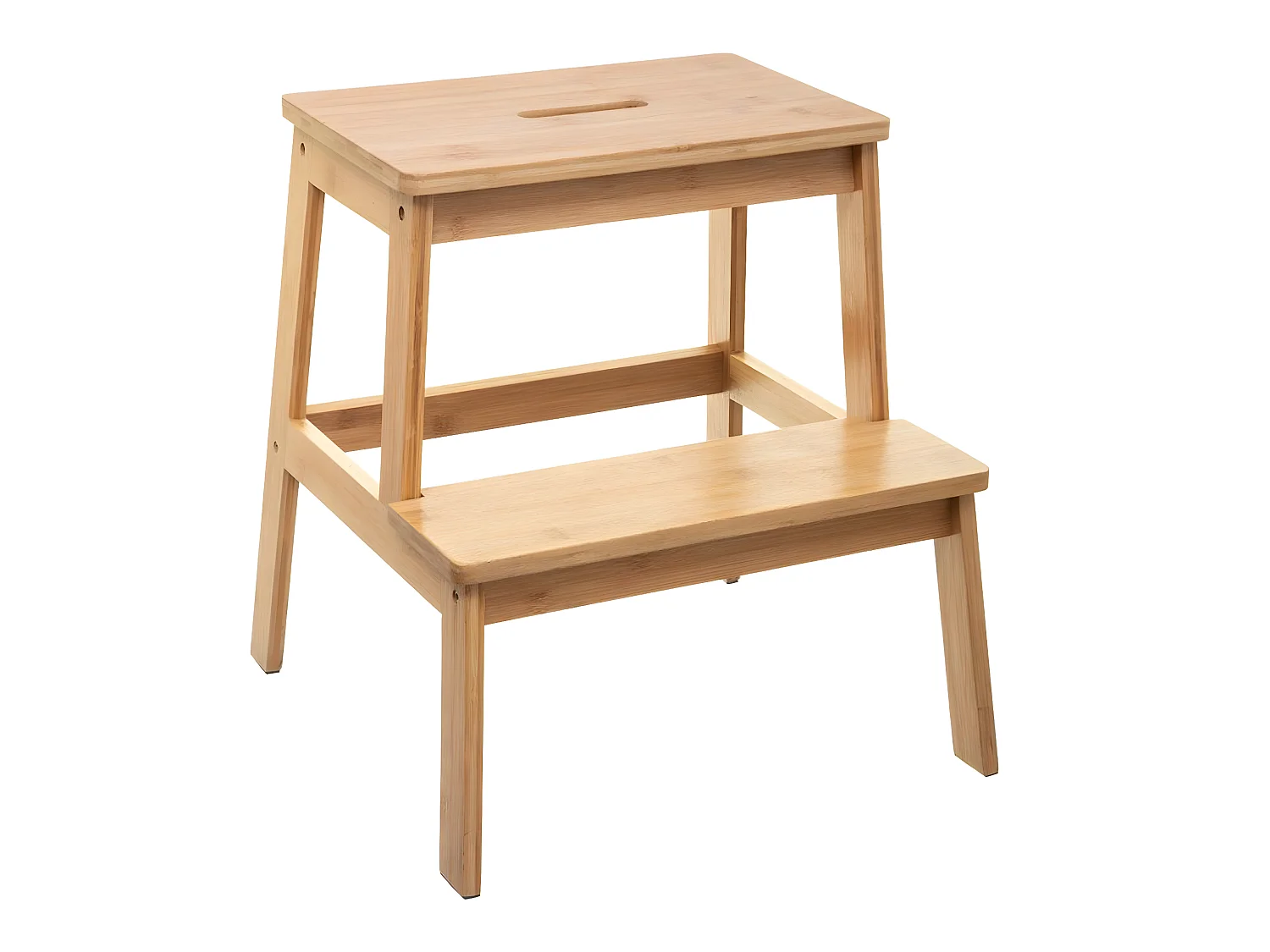 Marchepied en bambou 2 niveaux coloris naturel - L.43 x l.43 x H.46.5 cm