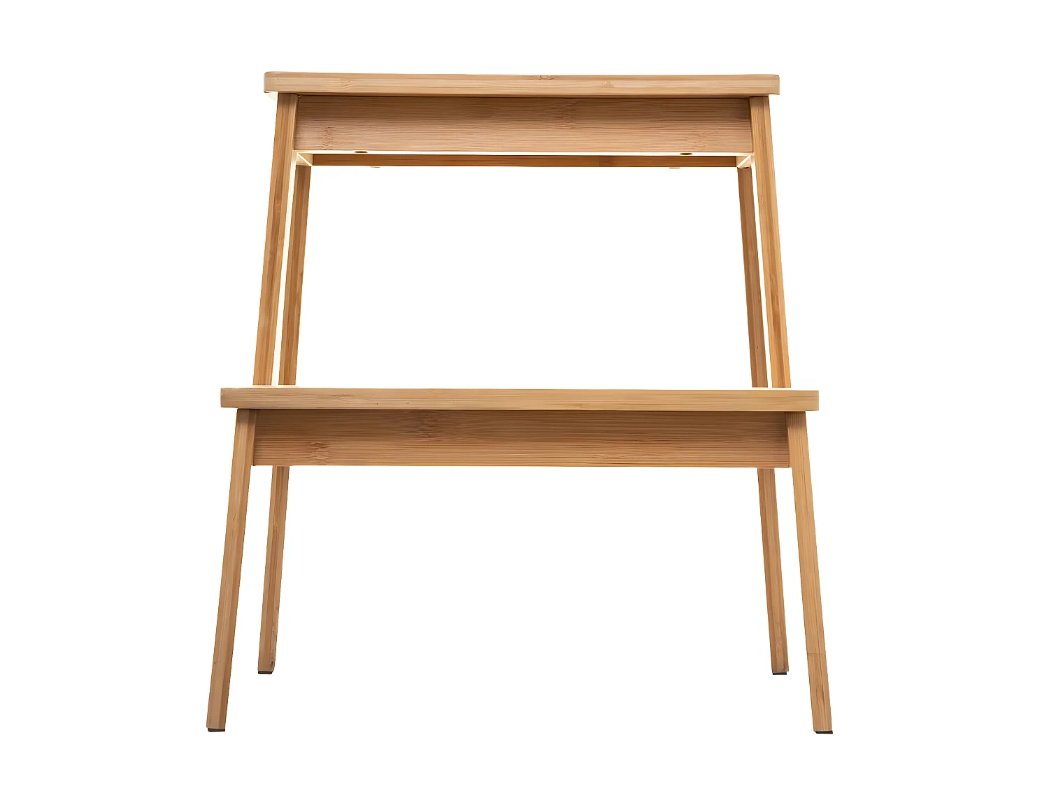 Marchepied en bambou 2 niveaux coloris naturel - L.43 x l.43 x H.46.5 cm
