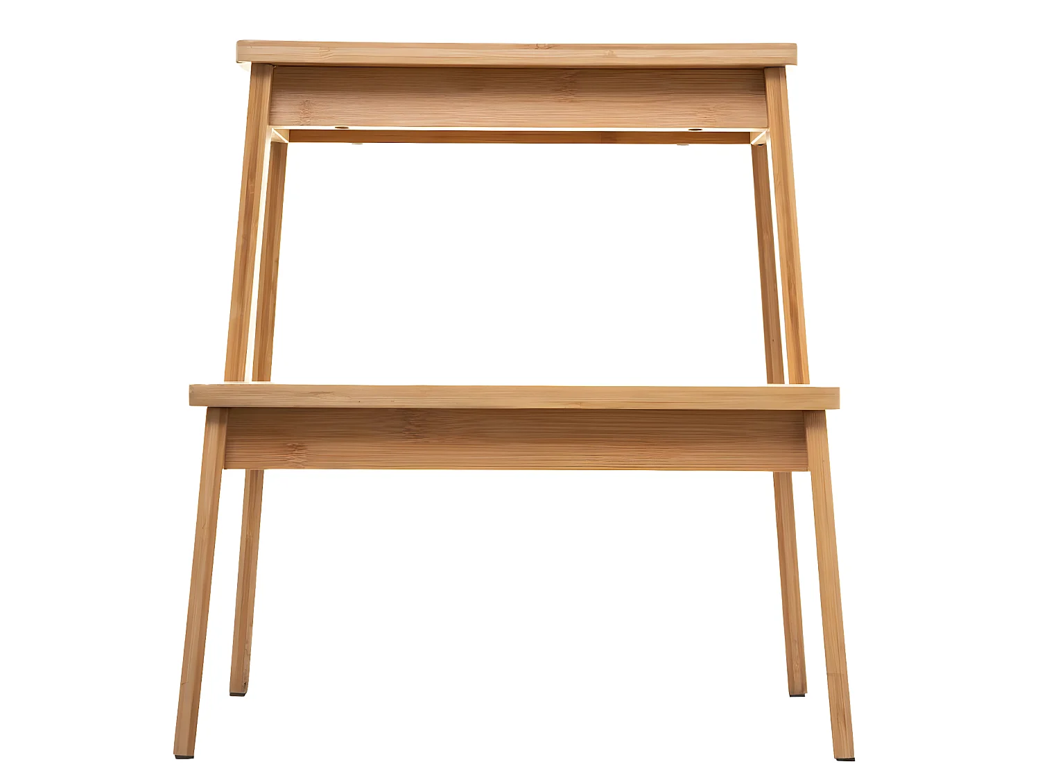 Marchepied en bambou 2 niveaux coloris naturel - L.43 x l.43 x H.46.5 cm