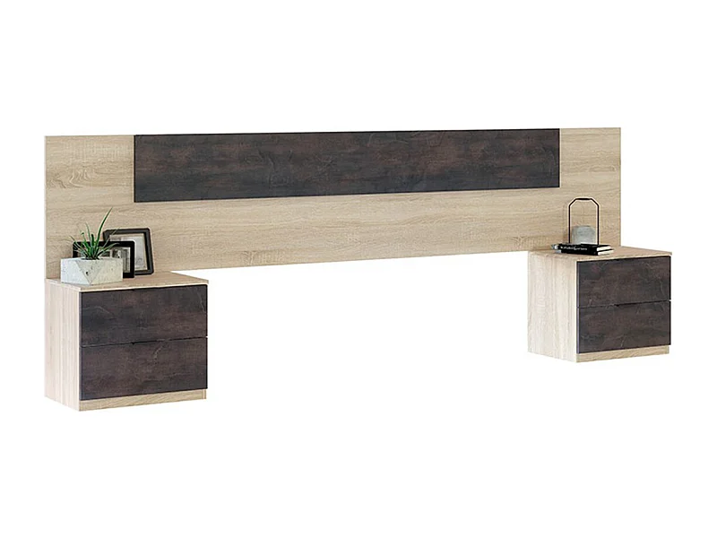 Ensemble Tête De Lit + 2 Tables De Chevet ( 2 Tiroirs)