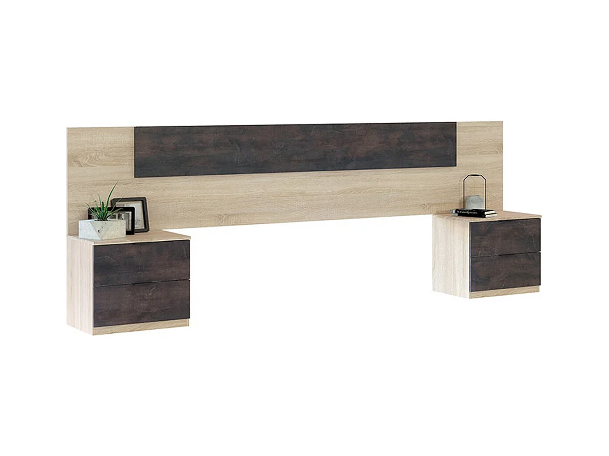 Ensemble Tête De Lit + 2 Tables De Chevet ( 2 Tiroirs)