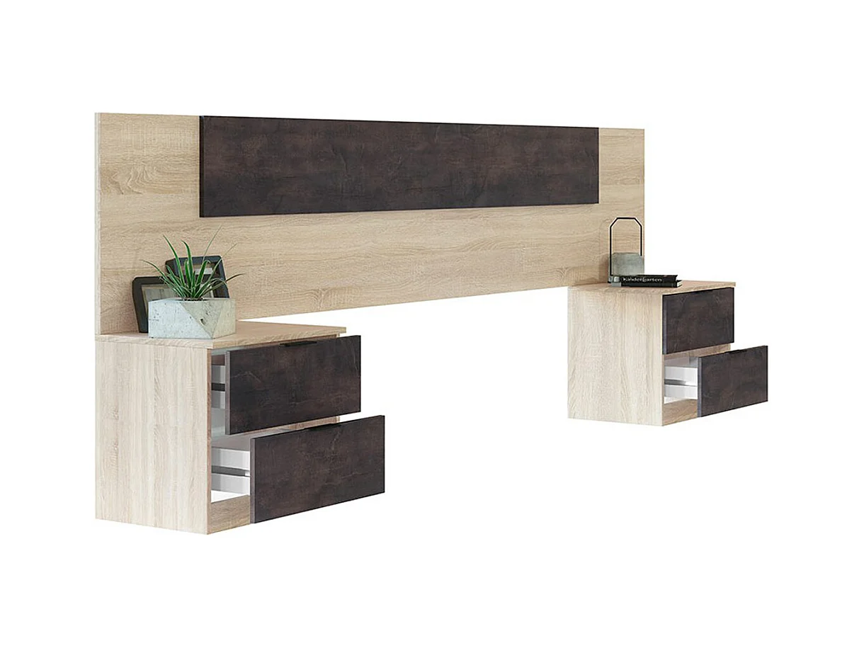 Ensemble Tête De Lit + 2 Tables De Chevet ( 2 Tiroirs)