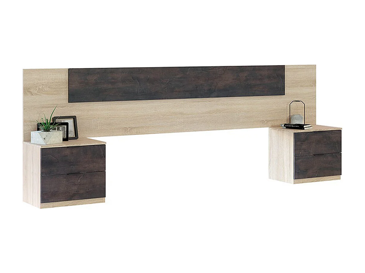 Ensemble Tête De Lit + 2 Tables De Chevet ( 2 Tiroirs)