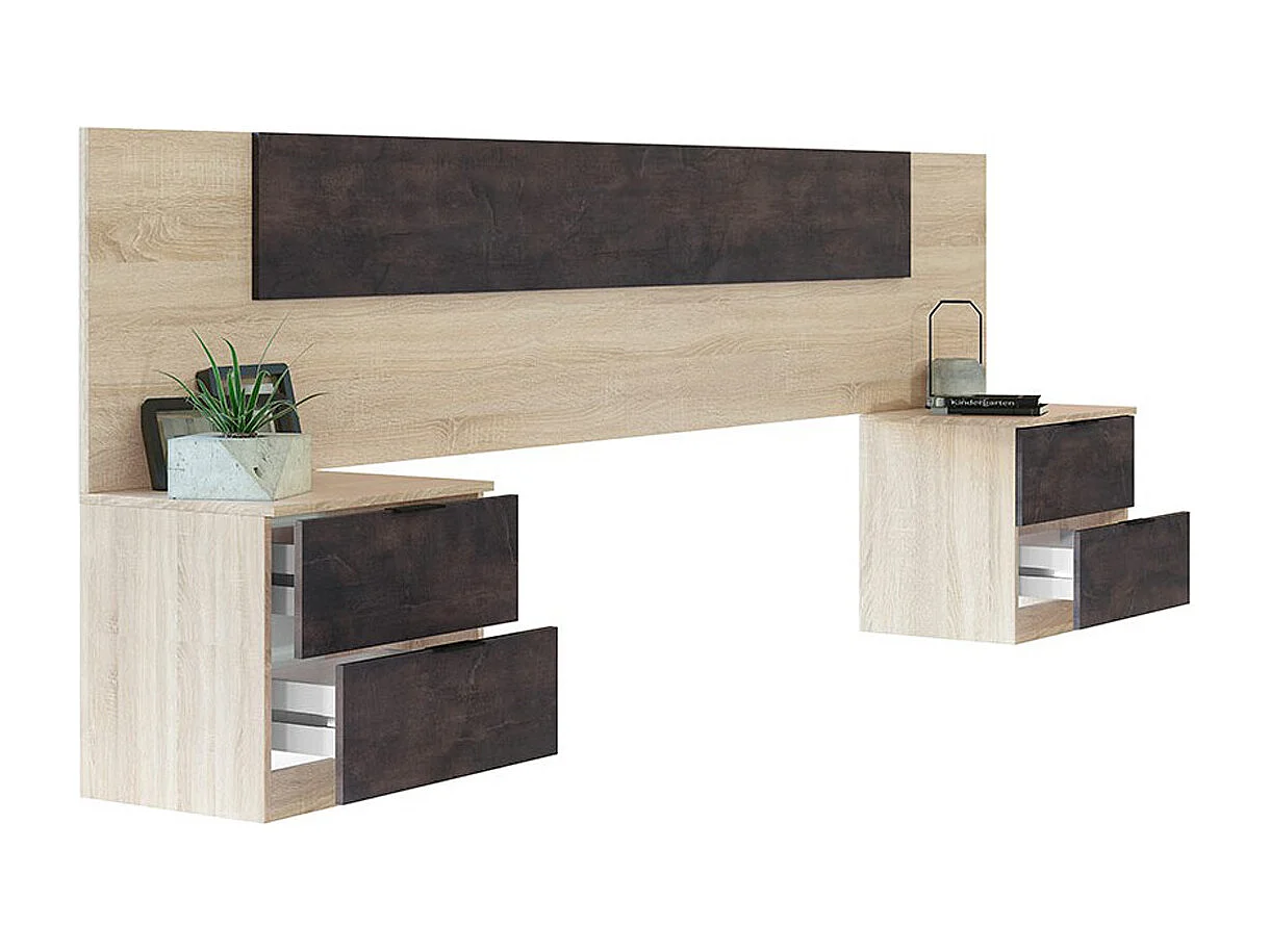 Ensemble Tête De Lit + 2 Tables De Chevet ( 2 Tiroirs)