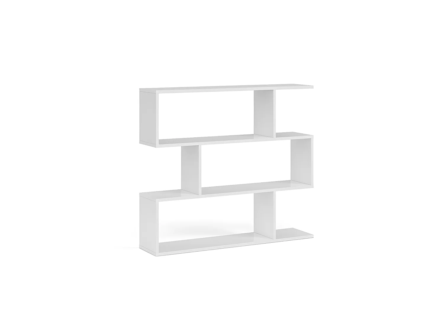 Bibliothèque Avec 3 Étagères Coloris Blanc Brillant En Mélamine - Dim: 97 X 110 X 24 Cm