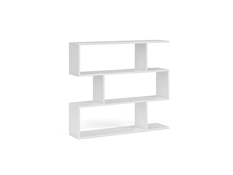 Bibliothèque Avec 3 Étagères Coloris Blanc Brillant En Mélamine - Dim: 97 X 110 X 24 Cm