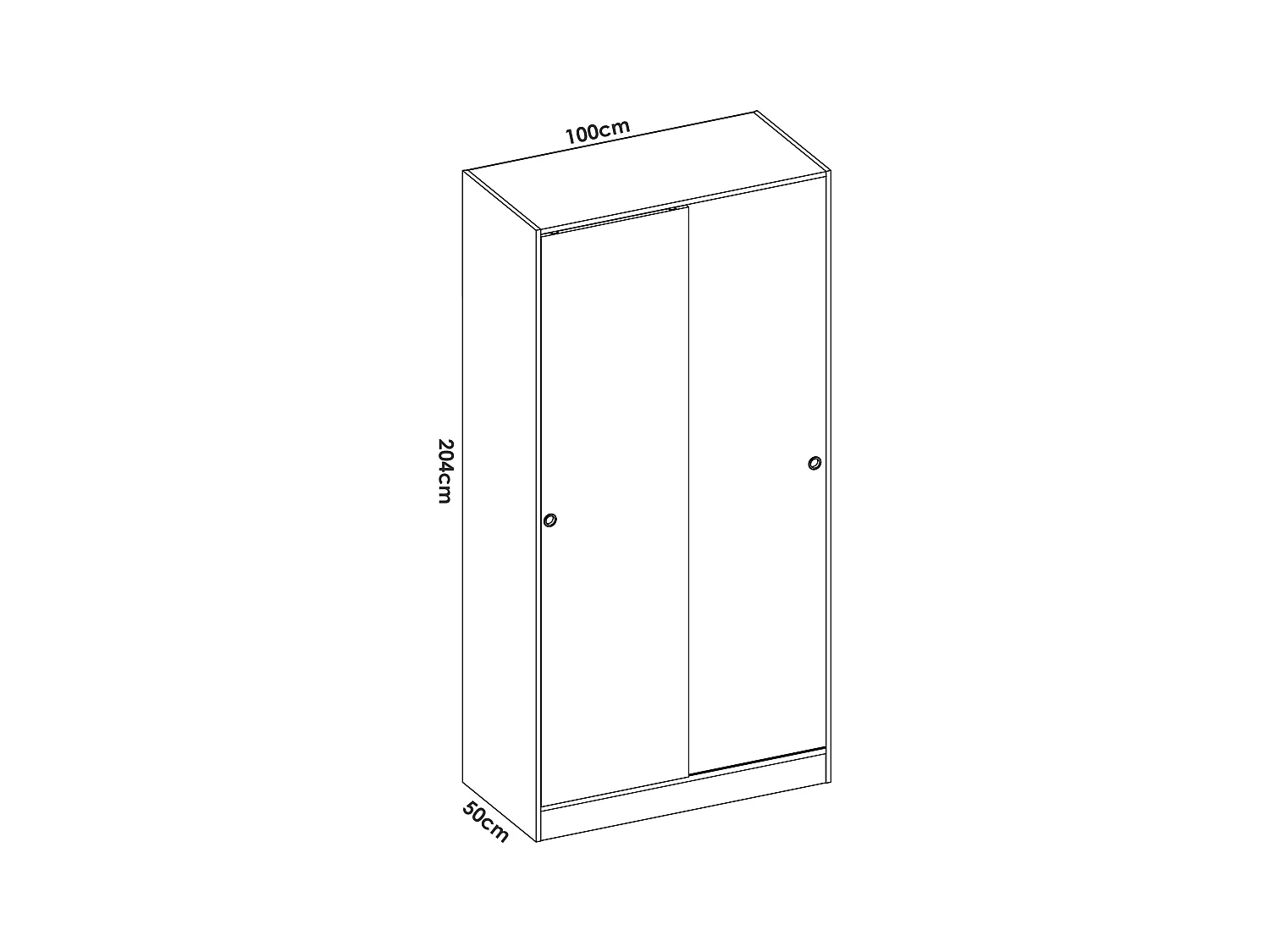 Armoire À Portes Coulissantes Coloris Blanc Brillant - L. 100 X P. 50 X H. 204 Cm