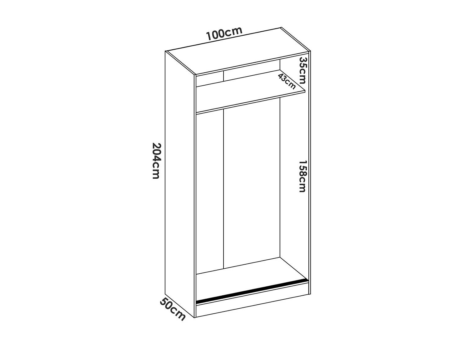 Armoire À Portes Coulissantes Coloris Blanc Brillant - L. 100 X P. 50 X H. 204 Cm