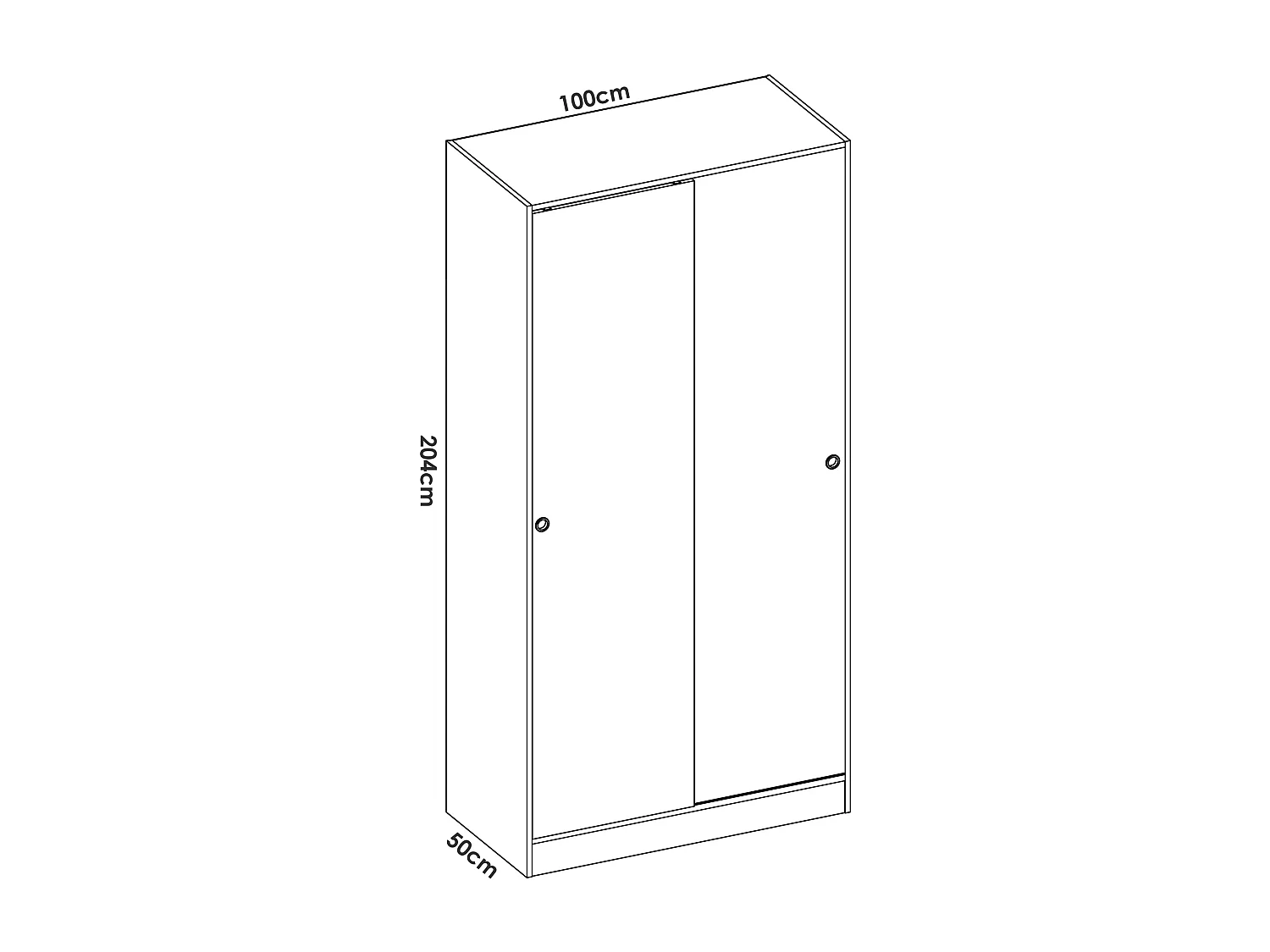 Armoire À Portes Coulissantes Coloris Blanc Brillant - L. 100 X P. 50 X H. 204 Cm
