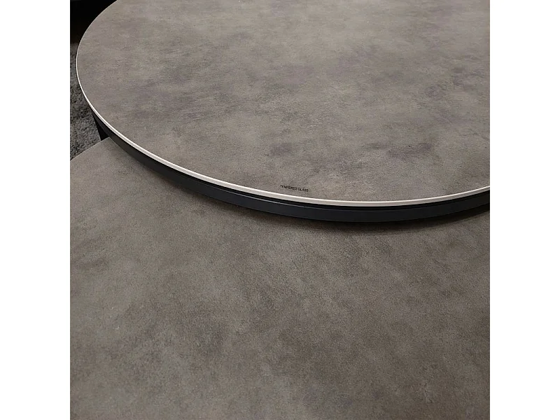 Table basse gigogne ronde en céramique gris et pieds métal - OXY
