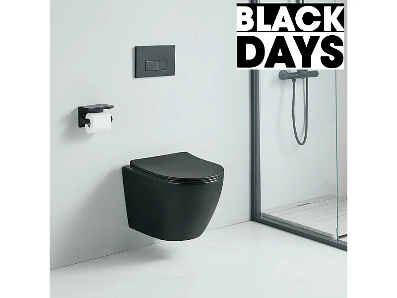 Cuvette WC suspendu CARCEO noir mat - sans bride et avec frein de chute