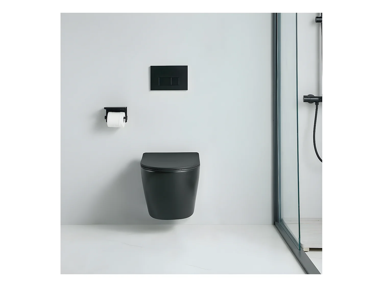 Cuvette WC suspendu CARCEO noir mat - sans bride et avec frein de chute