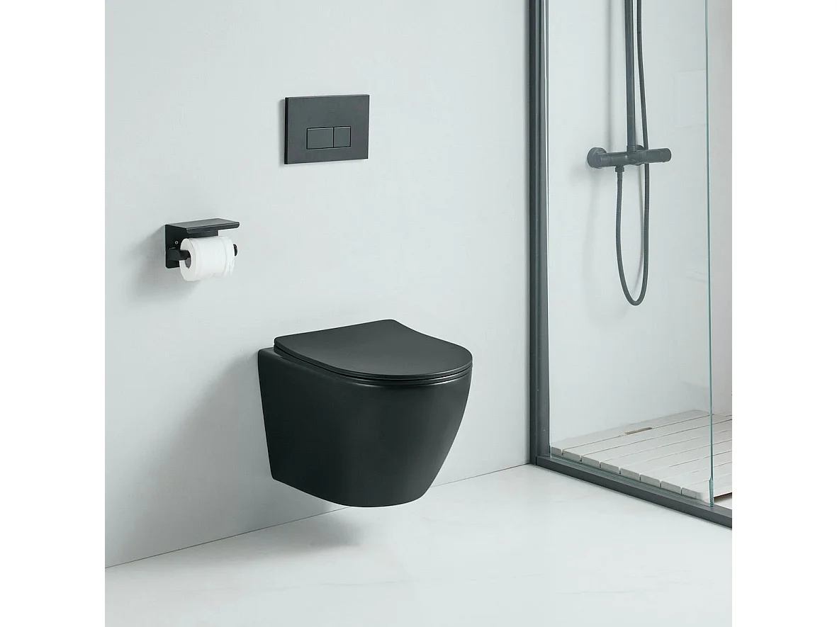 Cuvette WC suspendu CARCEO noir mat - sans bride et avec frein de chute