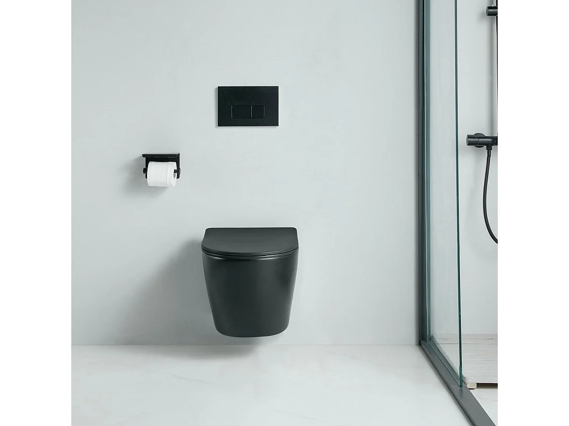 Cuvette WC suspendu CARCEO noir mat - sans bride et avec frein de chute