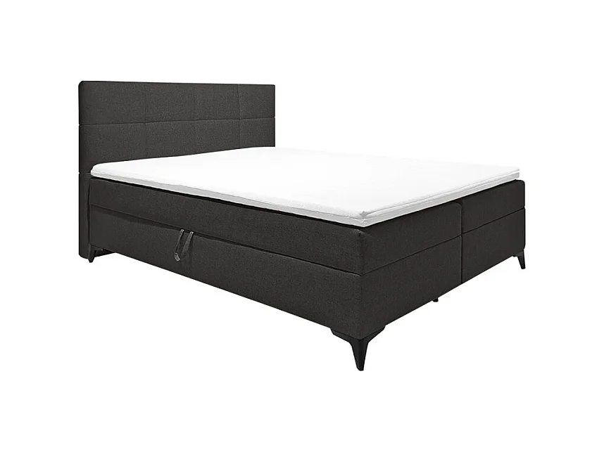 Lit boxspring 160x200 cm anthracite + matelas et surmatelas - AISHA