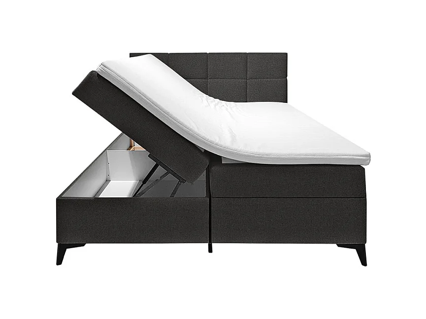 Lit boxspring 160x200 cm anthracite + matelas et surmatelas - AISHA