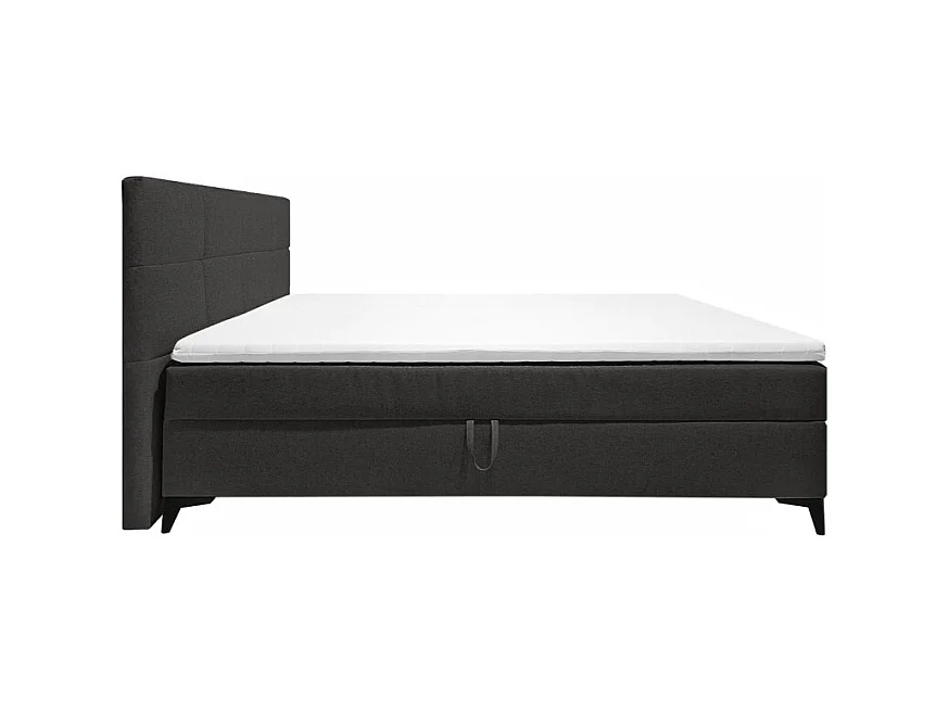 Lit boxspring 160x200 cm anthracite + matelas et surmatelas - AISHA