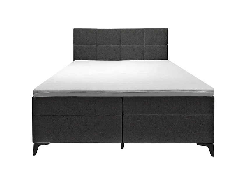 Lit boxspring 160x200 cm anthracite + matelas et surmatelas - AISHA