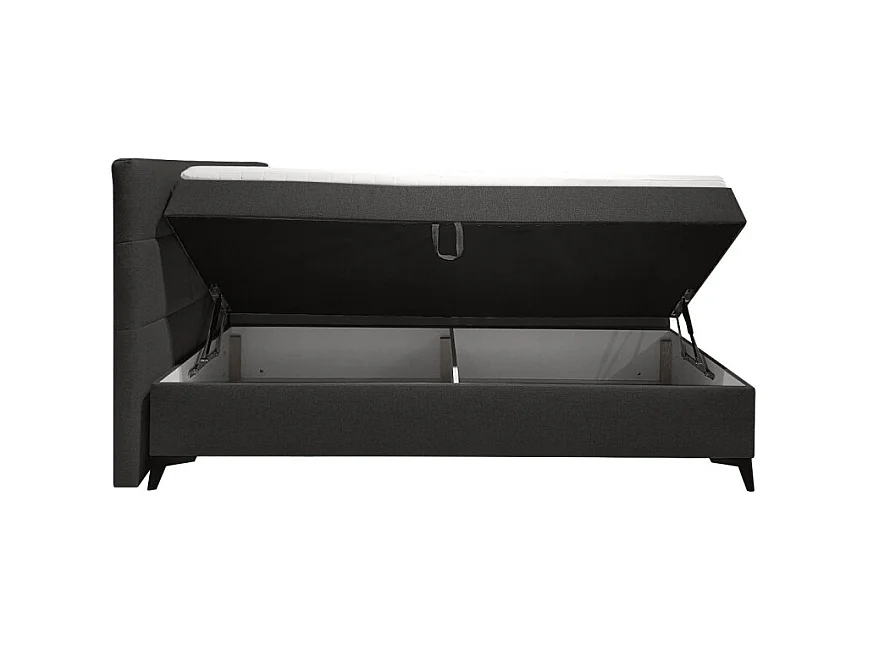 Lit boxspring 160x200 cm anthracite + matelas et surmatelas - AISHA