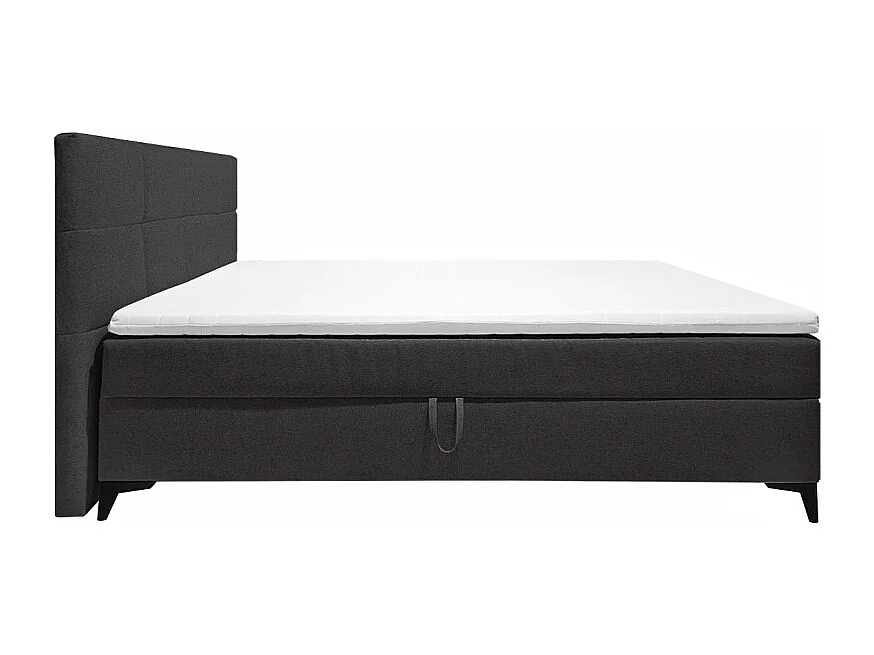 Lit boxspring 160x200 cm anthracite + matelas et surmatelas - AISHA