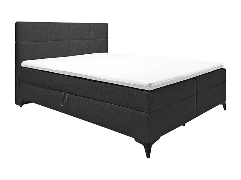 Lit boxspring 160x200 cm anthracite + matelas et surmatelas - AISHA