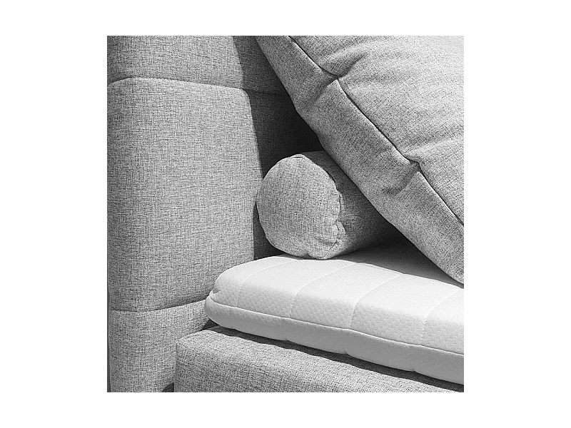 Lit boxspring 160x200 cm tissu gris 2 coffres - AISHA